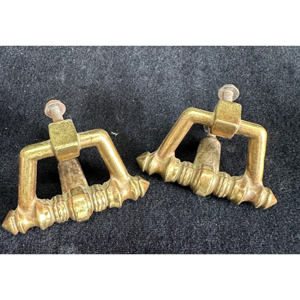 Vintage Brass Drawer Pulls Set of 2 Unique Shape Vintage Hardware MCM 2.25